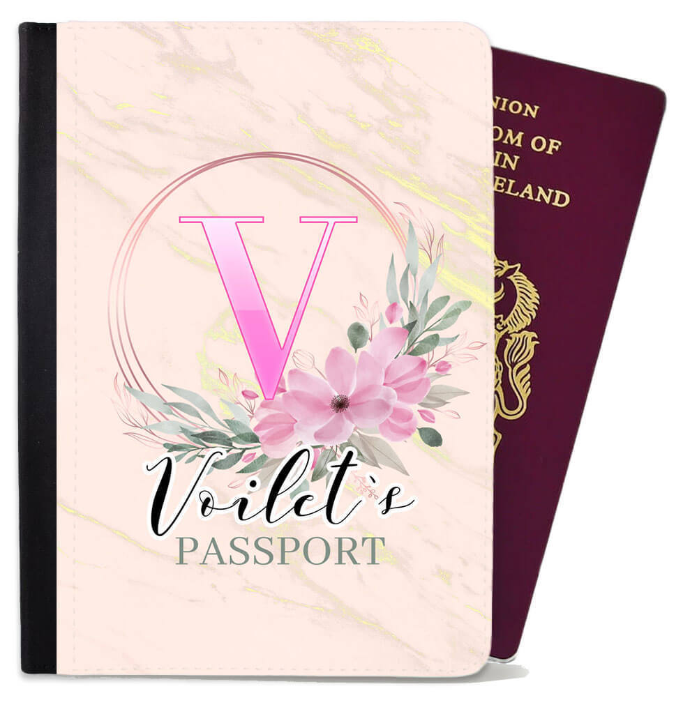 Personalised Floral Children Passport Cover Holder Any Name Holiday Accessory 23