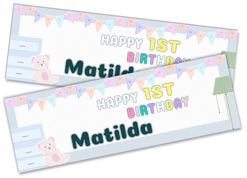 Personalised Birthday Banners Generic Design Children Kids Party Decoration 251
