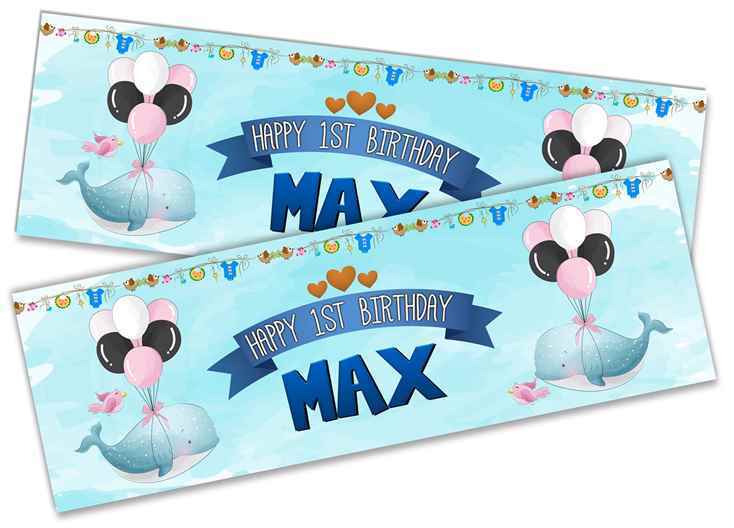 Personalised Birthday Banners Generic Design Children Kids Party Decoration 245