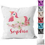 Personalised Cushion Unicorn Sequin Cushion Pillow Printed Birthday Gift 42