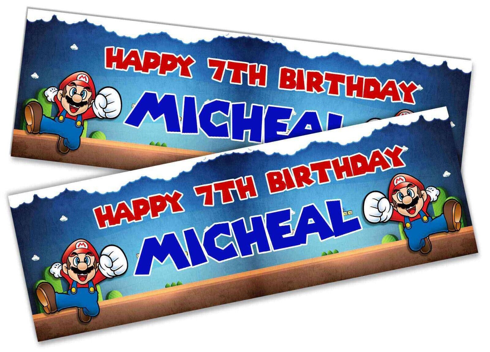 Personalised Birthday Banners Mario Design Children Kids Party Decoration 4