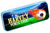 Personalised Any Name Football Pencil Case Tin Children School Kids Stationary 2