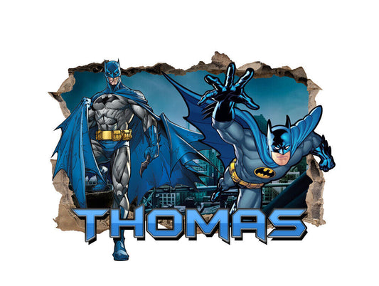 Personalised Batman Any Name Wall Decal 3D Art Stickers Vinyl Bedroom 32