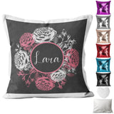 Personalised Cushion Floral Sequin Cushion Pillow Printed Birthday Gift 2