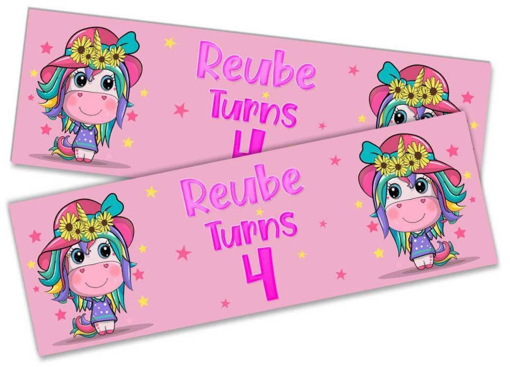 Personalised Birthday Banners Generic Design Children Kids Party Decoration 199