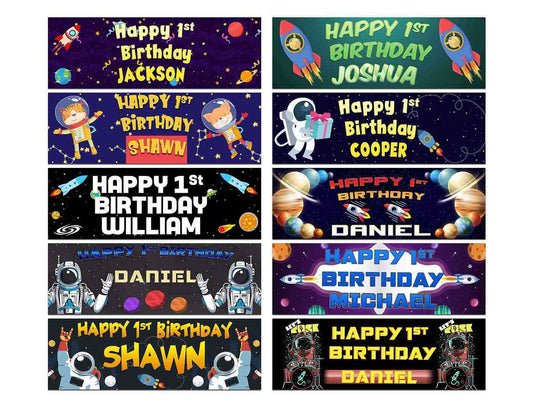 Personalised Birthday Banners Space Design Children Kids Party Decoration 21