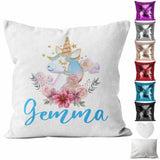 Personalised Cushion Unicorn Sequin Cushion Pillow Printed Birthday Gift 72