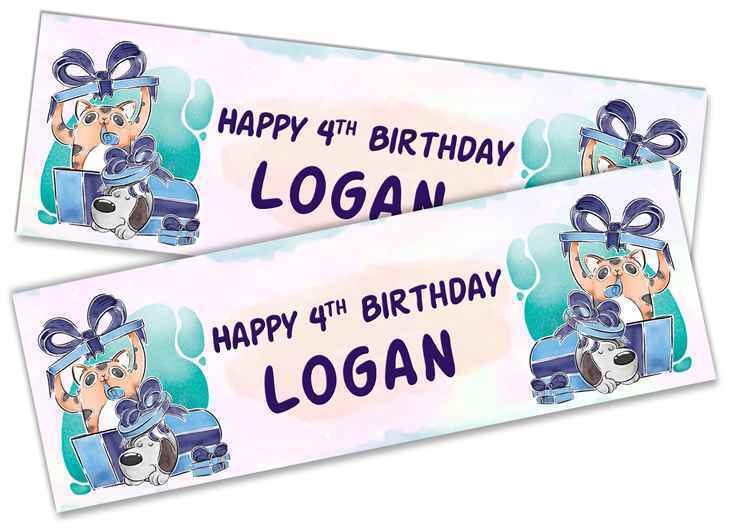 Personalised Birthday Banners Generic Design Children Kids Party Decoration 203