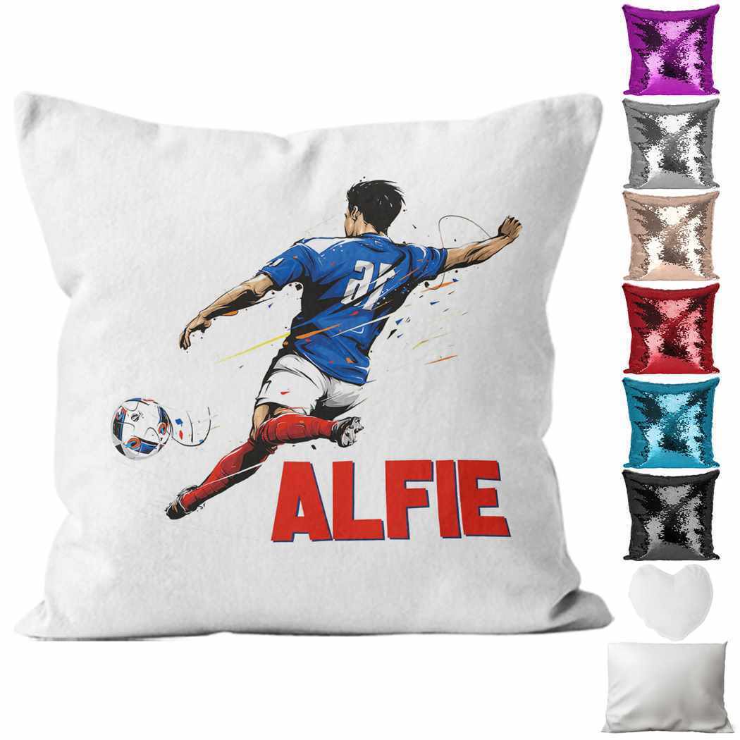 Personalised Cushion Football Sequin Cushion Pillow Printed Birthday Gift 73