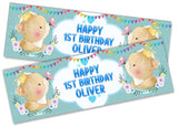 Personalised Birthday Banners Teddy Design Children Kids Party Decoration 114