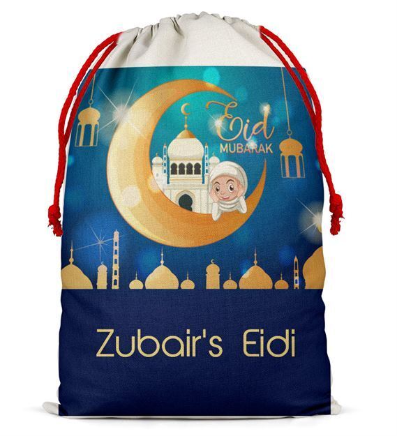 Personalised Eid Sack Bag Boy Girl eid Gift idea Stocking Bag 5