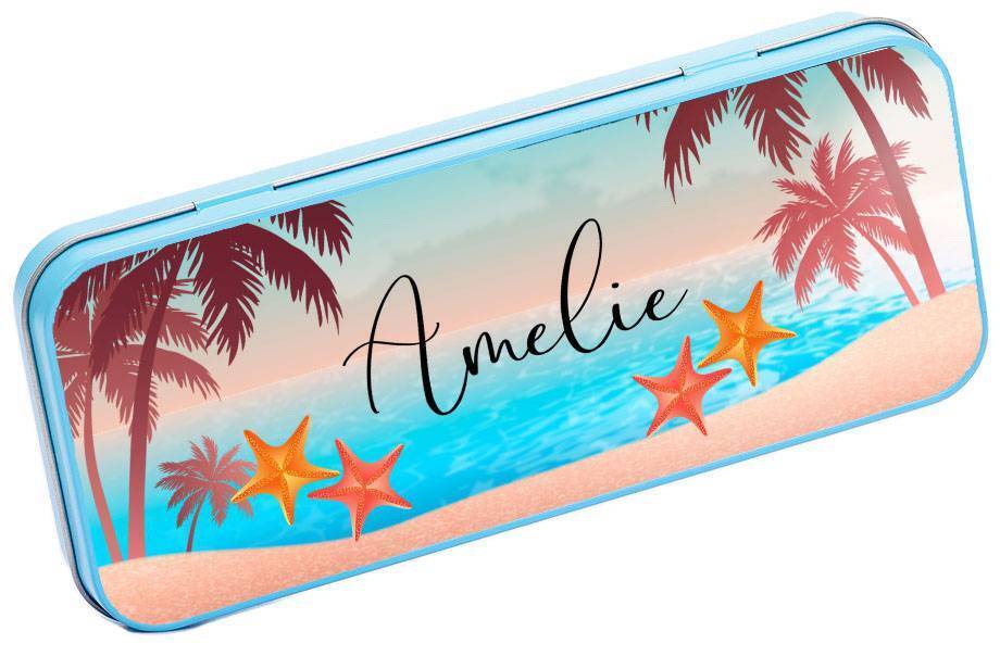 Personalised Any Name Animal Pencil Case Tin Children School Kids Stationary 19