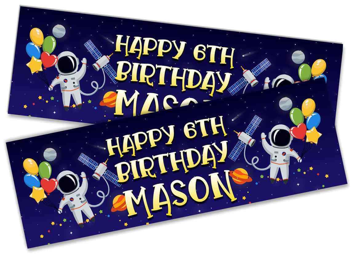 Personalised Birthday Banners Space Design Children Kids Party Decoration 88