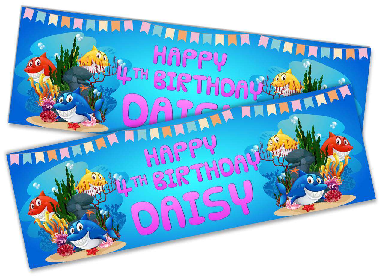 Personalised Birthday Banners Fish Design Children Kids Party Decoration 111