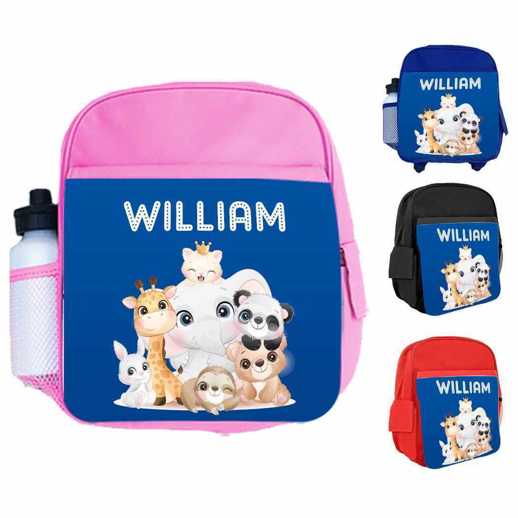 Personalised Kids Backpack Any Name Animal Design Boys Girls kid School Bag 36