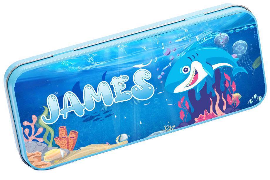 Personalised Any Name Animal Pencil Case Tin Children School Kids Stationary 5