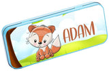 Personalised Any Name Animal Pencil Case Tin Children School Kids Stationary 16