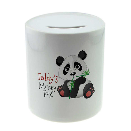 Personalised Any Name Panda Savings Children Money Box Printed Gift 110