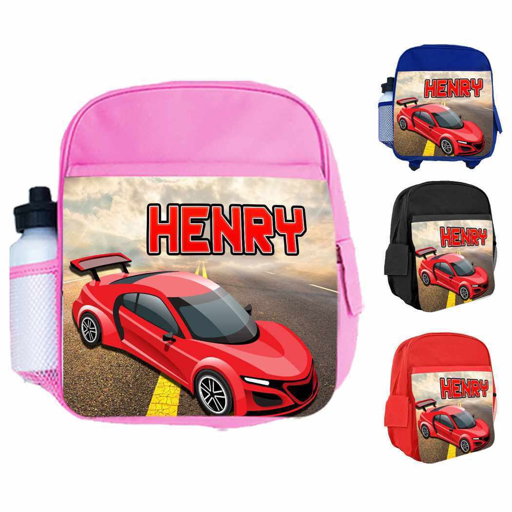 Personalised Kids Backpack Any Name Car Design Boys Girls Children School Bag 9