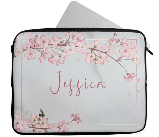 Personalised Any Name Floral Design Laptop Case Sleeve Tablet Bag Chromebook 6