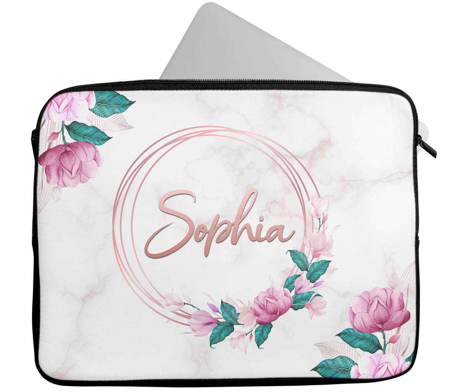 Personalised Any Name Marble Glitter Design Laptop Case Sleeve Tablet Bag 33