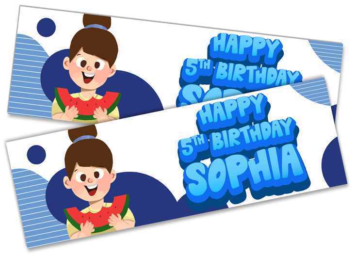 Personalised Birthday Banners Generic Design Children Kids Party Decoration 215
