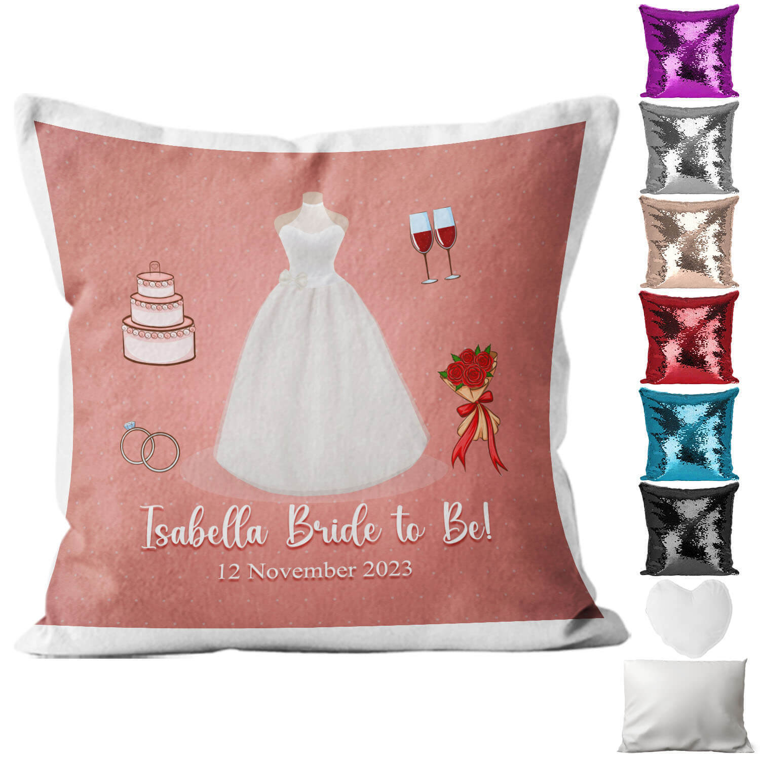 Personalised Cushion Bridal Shower Sequin Cushion Pillow Printed Birthday Gift 7