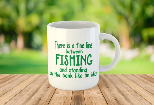 Fishing Bank Idiot Funny Mug Tea Coffee
