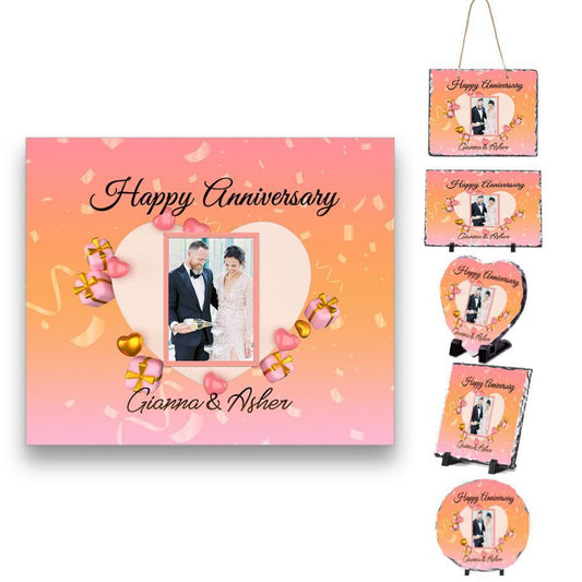 Personalised Anniversary Design Rock Slate  Any Name Image Wedding Gift 8