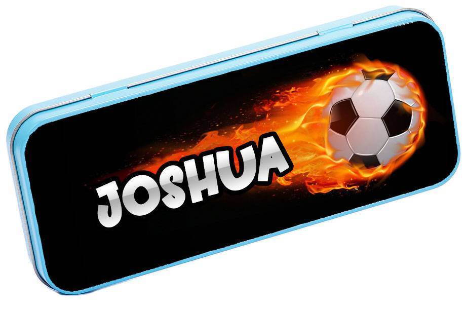 Personalised Any Name Football Pencil Case Tin Children School Kid Stationary 10