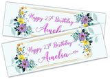 Personalised Birthday Banners Floral Design Kids adult Party Decoration 103