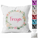 Personalised Cushion Floral Sequin Cushion Pillow Printed Birthday Gift 37