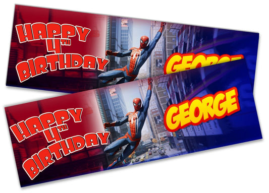 x2 Personalised Birthday Banner Spiderman Children Party Decoration Poster 4