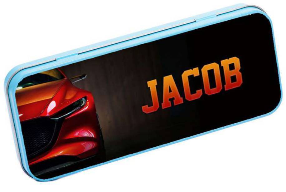 Personalised Any Name Car Pencil Case Tin Children School Kids Stationary 3