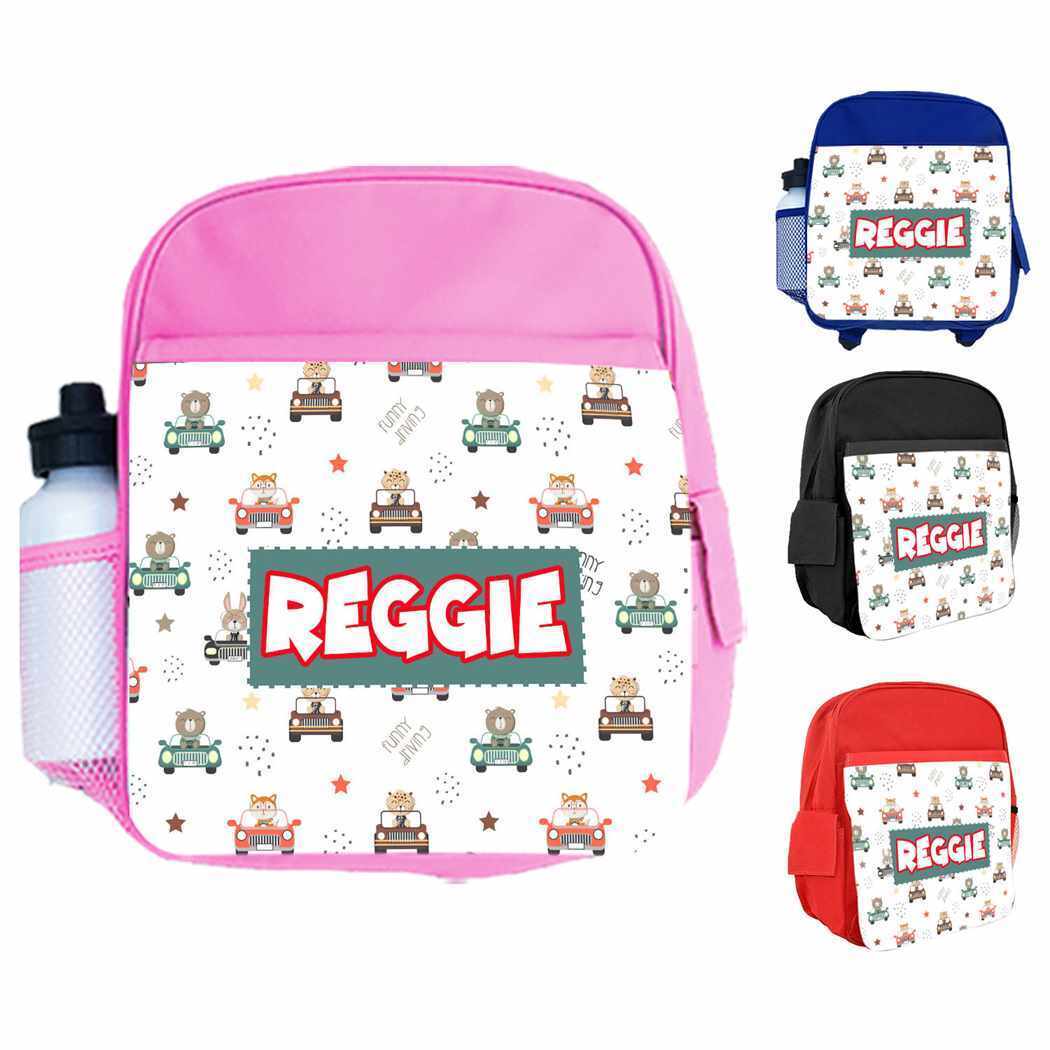 Personalised Kids Backpack Any Name Car Design Boys Girls Children School Bag 9