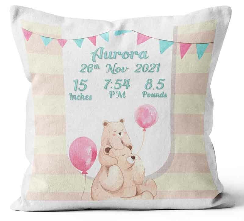 Personalised Any Text Baby Details Cushion Cover Birthday Gift Present 9