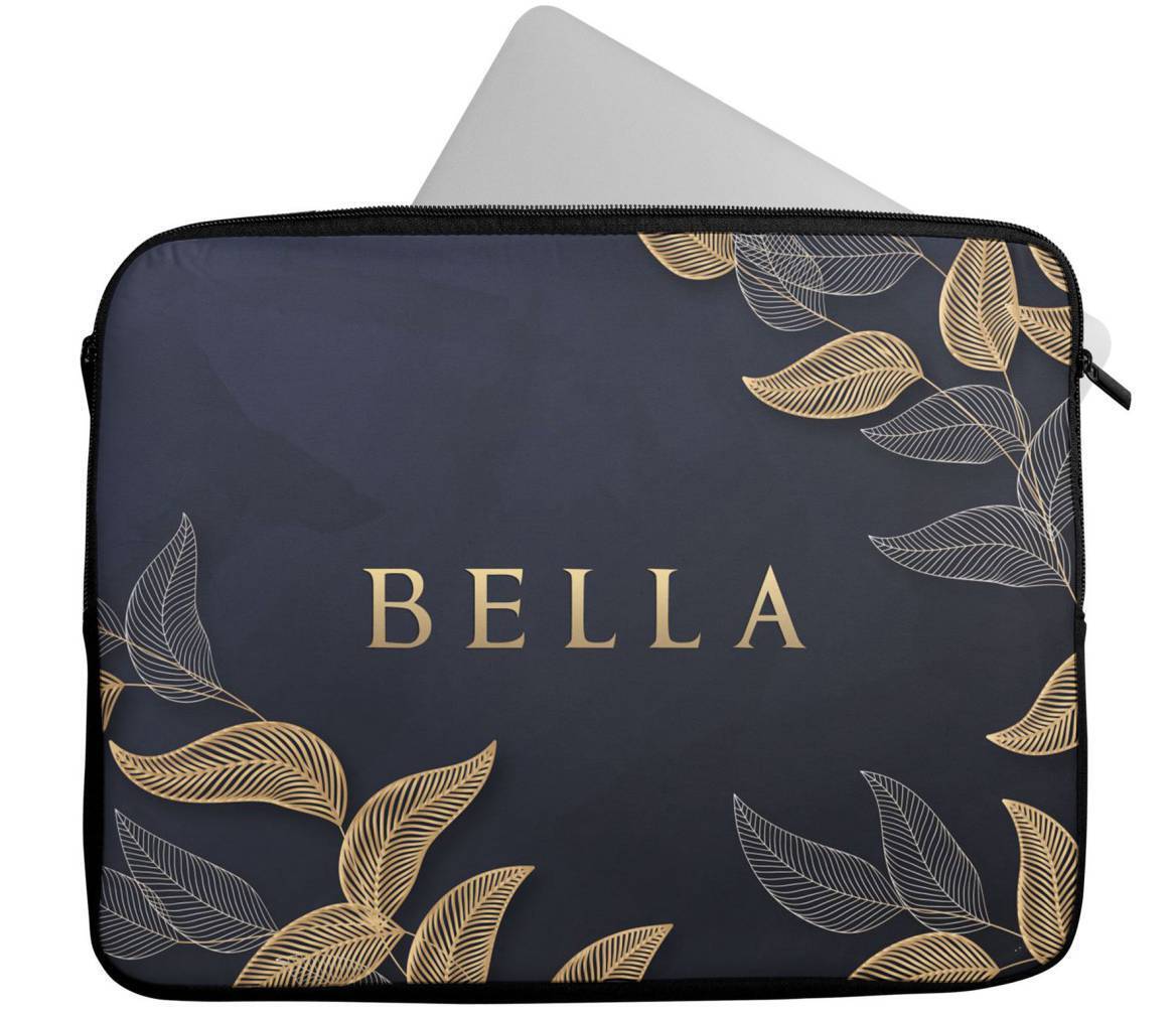 Personalised Any Name Floral Design Laptop Case Sleeve Tablet Bag 54