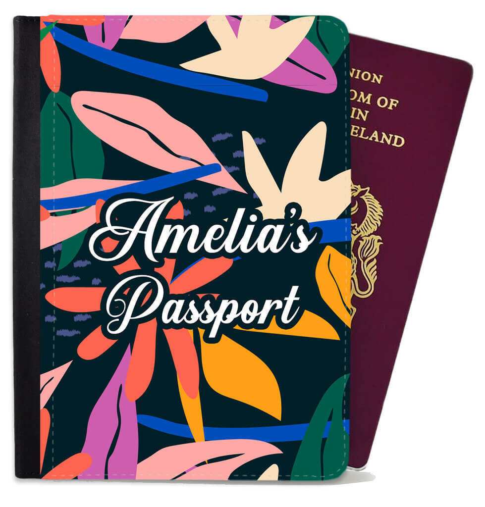 Personalised Floral Children Passport Cover Holder Any Name Holiday Accessory 7