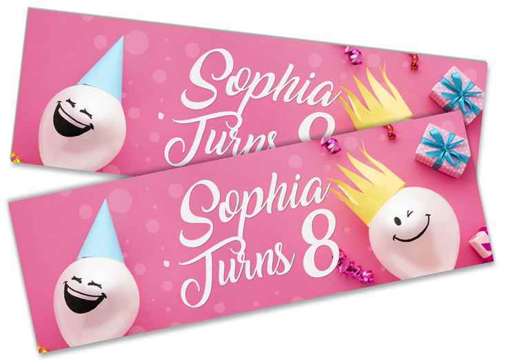 Personalised Birthday Banners Generic Design Children Kids Party Decoration 212