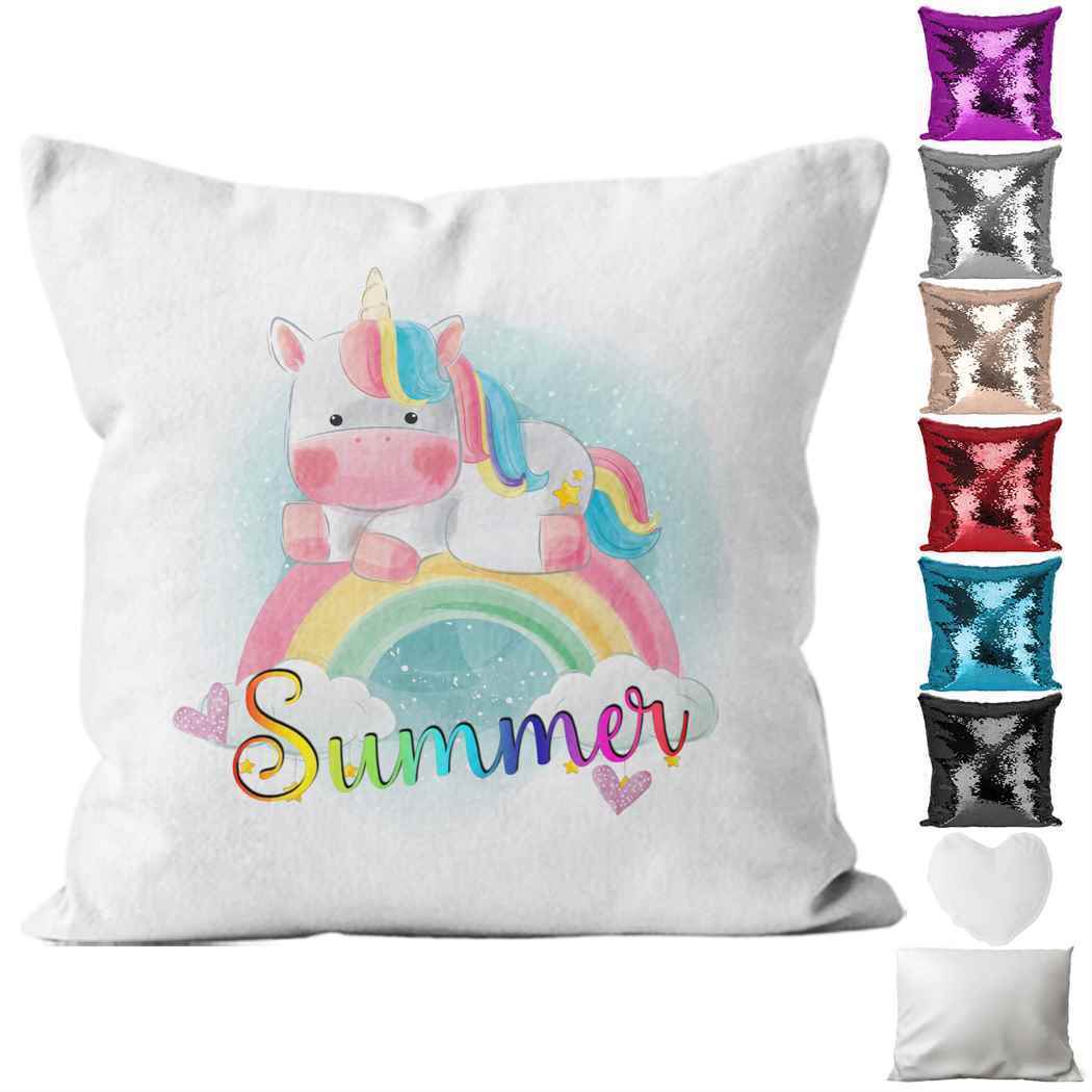 Personalised Cushion Unicorn Sequin Cushion Pillow Printed Birthday Gift 16