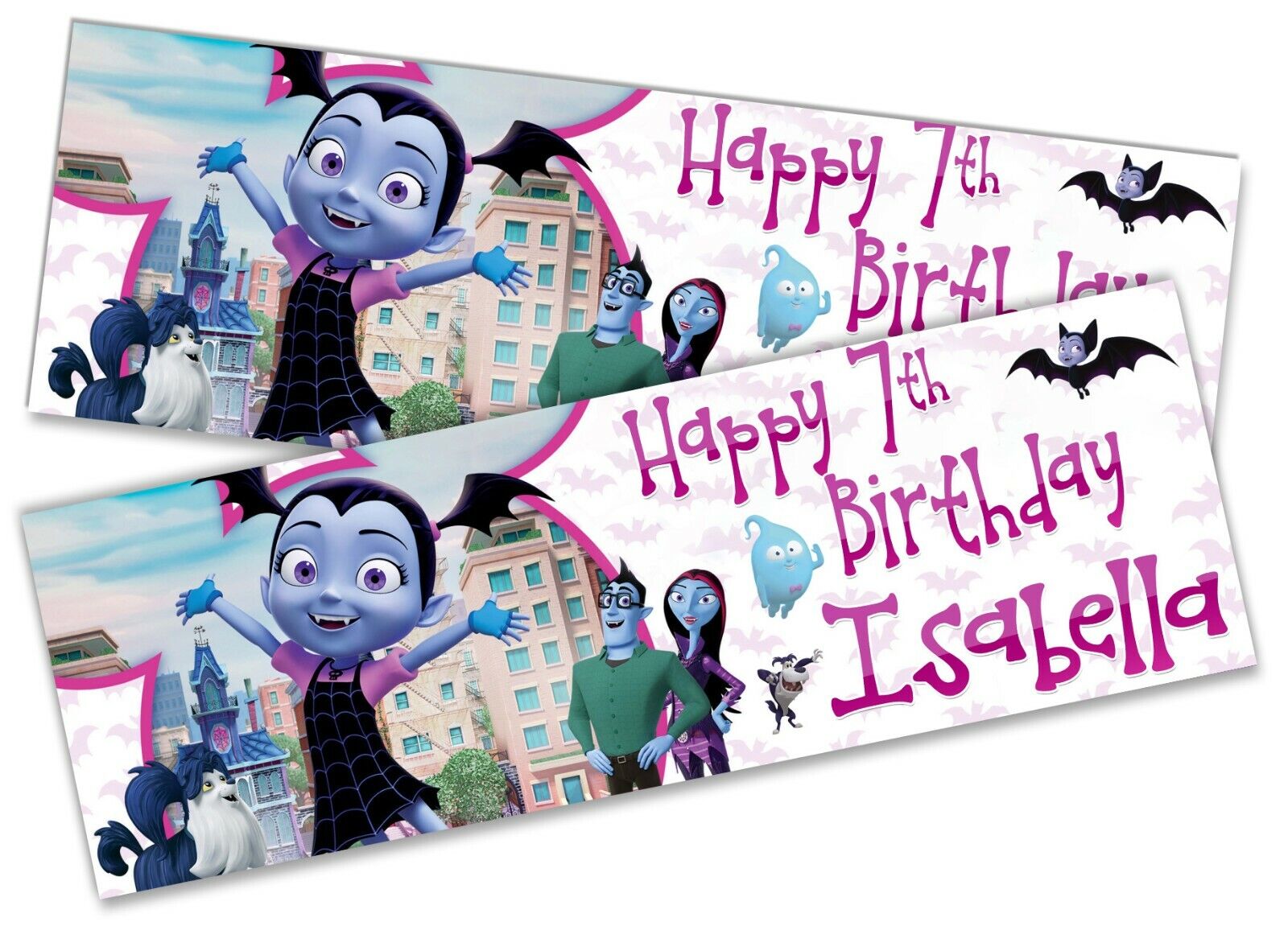 x2 Personalised Birthday Banner Vampirina Children Kids Party Decoration 1