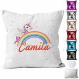 Personalised Cushion Unicorn Sequin Cushion Pillow Printed Birthday Gift 49