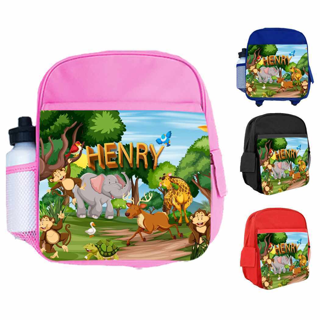 Personalised Kids Backpack Any Name Animal Design Boys Girls kid School Bag 37