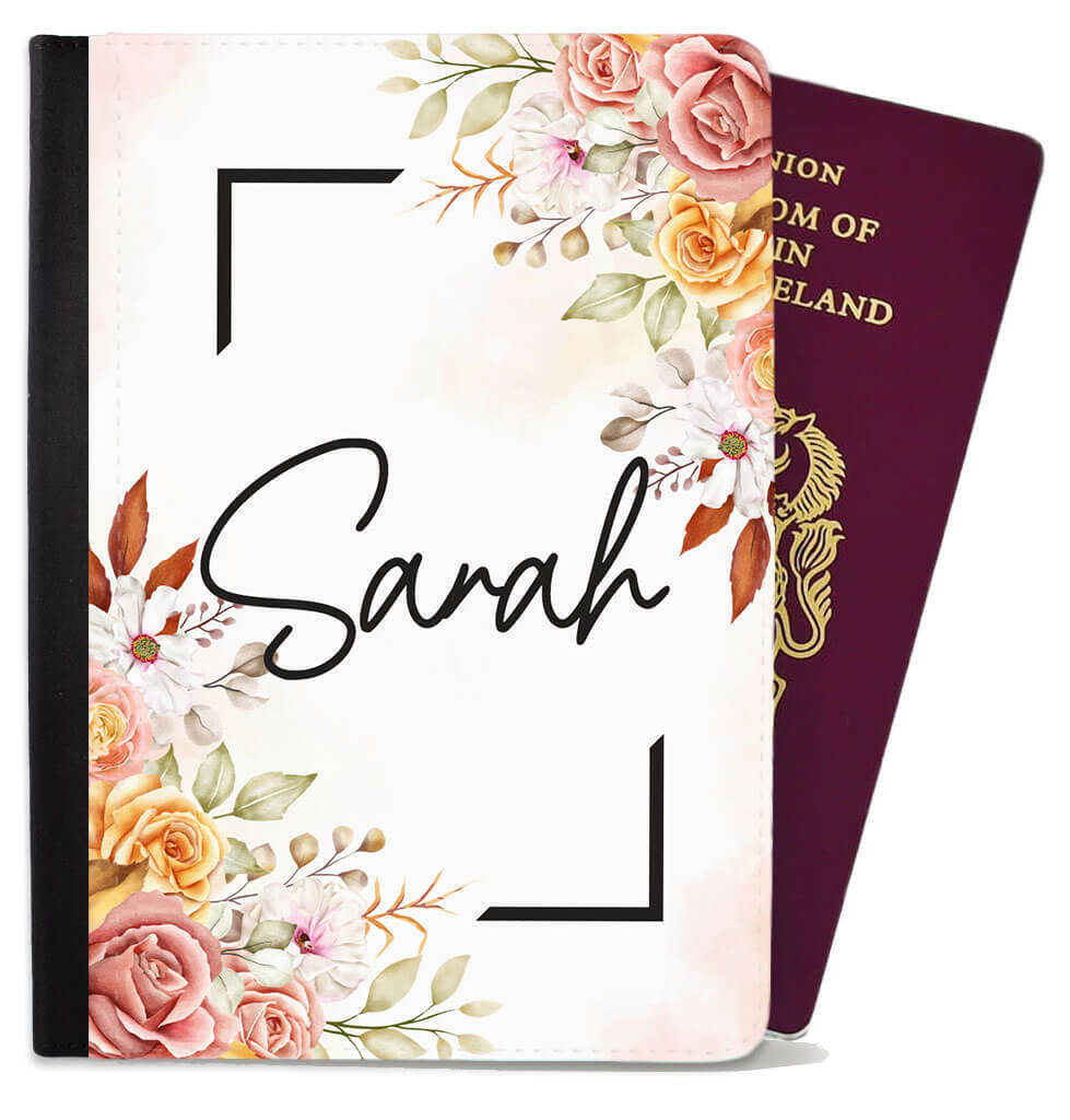 Personalised Floral Children Passport Cover Holder Any Name Holiday Accessory 17