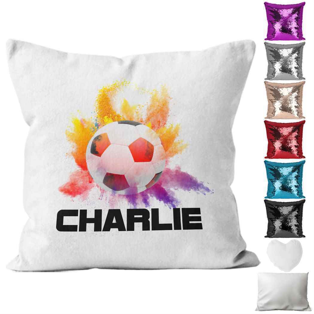 Personalised Cushion Football Sequin Cushion Pillow Printed Birthday Gift 14