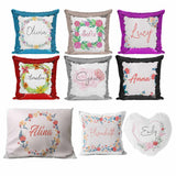 Personalised Cushion Floral Sequin Cushion Pillow Printed Birthday Gift 95