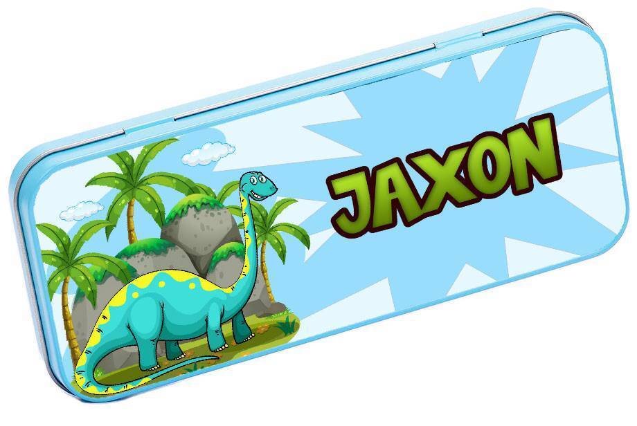 Personalised Any Name Animal Pencil Case Tin Children School Kids Stationary 16