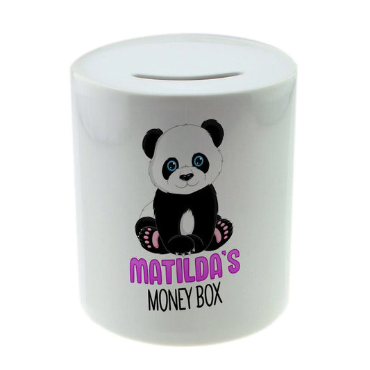 Personalised Any Name Panda Savings Children Money Box Printed Gift 12