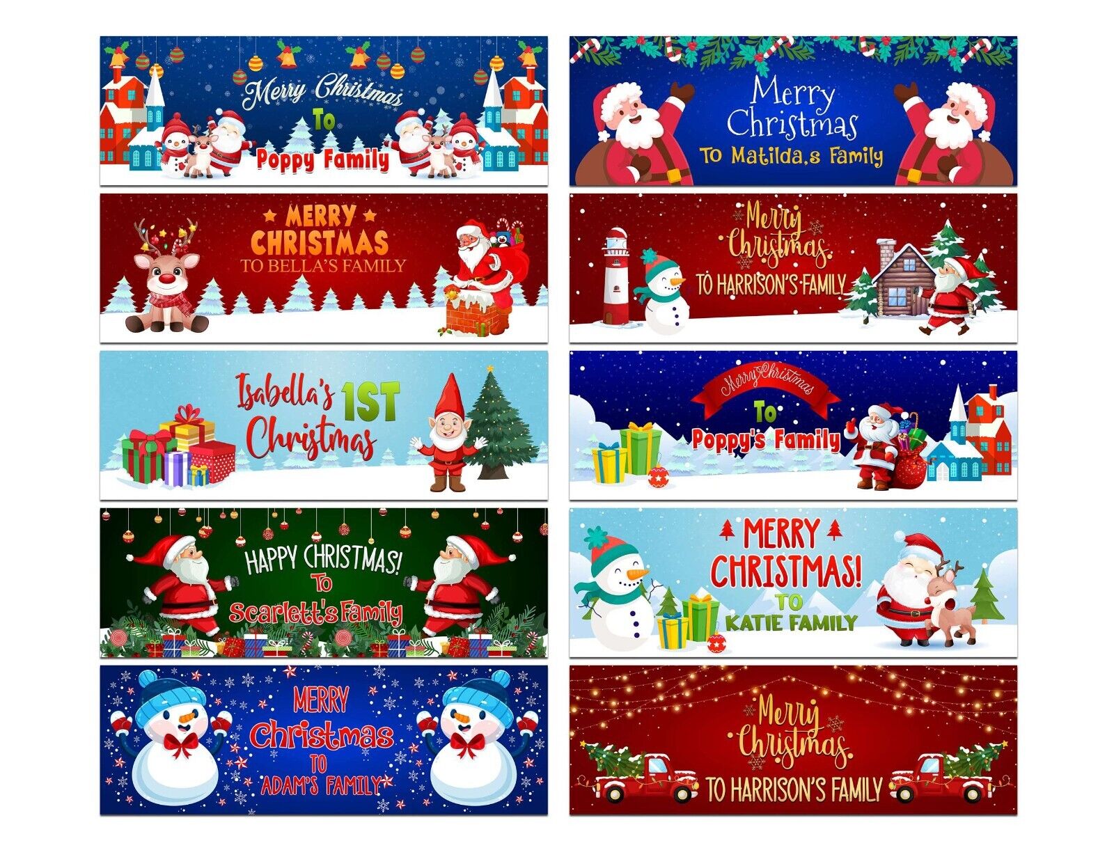Personalised Banner Christmas Design Party Decoration 19
