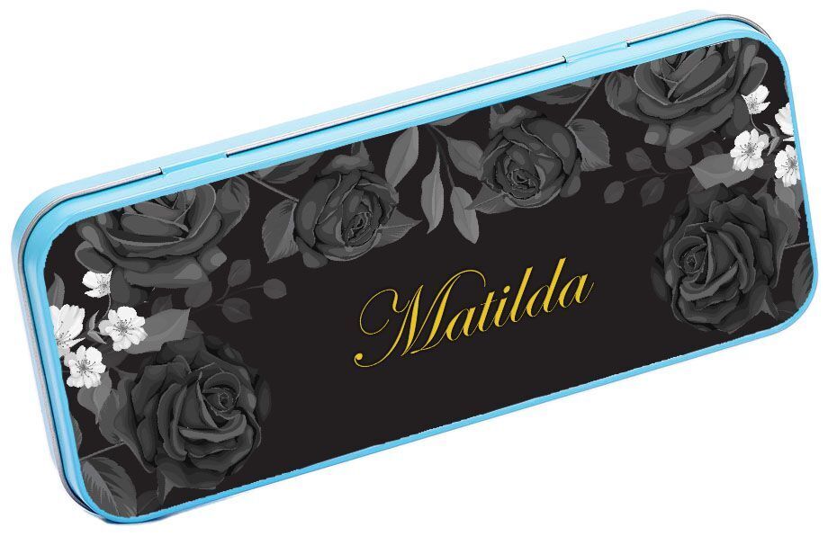 Personalised Any Name Floral Pencil Case Tin Children School Kids Stationary 13